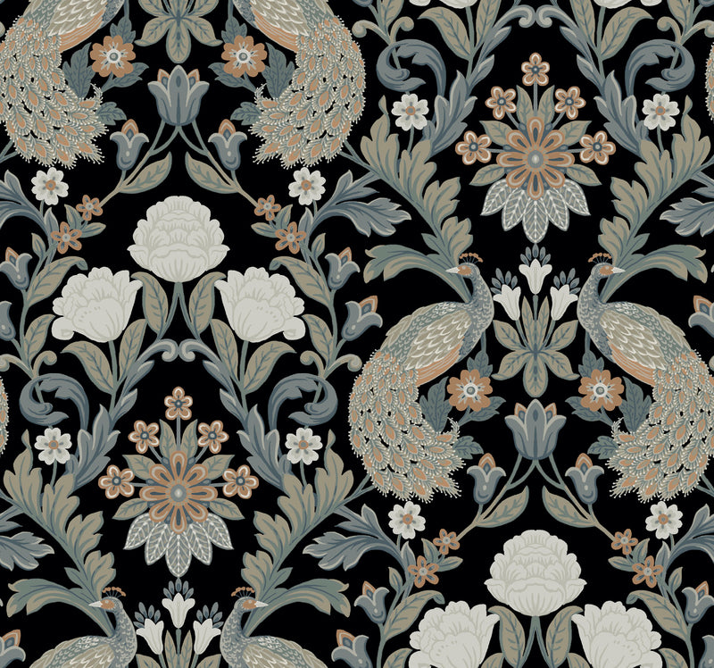 media image for Plume Dynasty Black Wallpaper from the Arts and Crafts Collection by Ronald Redding 286