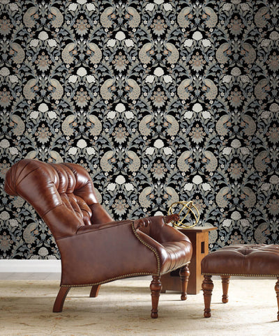 product image for Plume Dynasty Black Wallpaper from the Arts and Crafts Collection by Ronald Redding 70