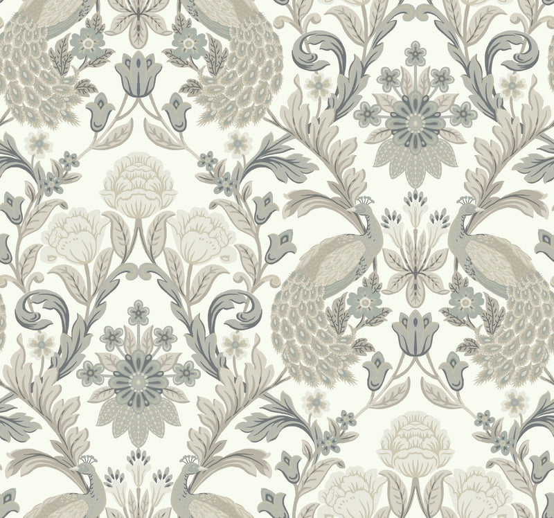 media image for Plume Dynasty White/Neutral Wallpaper from the Arts and Crafts Collection by Ronald Redding 286