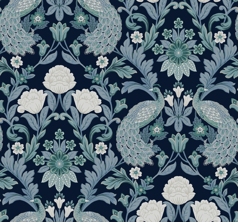 media image for Plume Dynasty Navy Wallpaper from the Arts and Crafts Collection by Ronald Redding 252