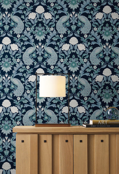 product image for Plume Dynasty Navy Wallpaper from the Arts and Crafts Collection by Ronald Redding 45