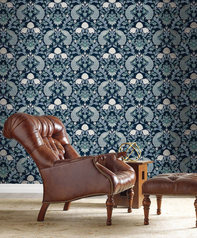 product image for Plume Dynasty Navy Wallpaper from the Arts and Crafts Collection by Ronald Redding 96