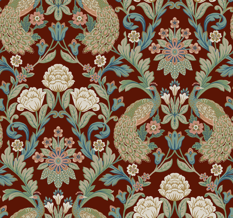 media image for Plume Dynasty Red Wallpaper from the Arts and Crafts Collection by Ronald Redding 229