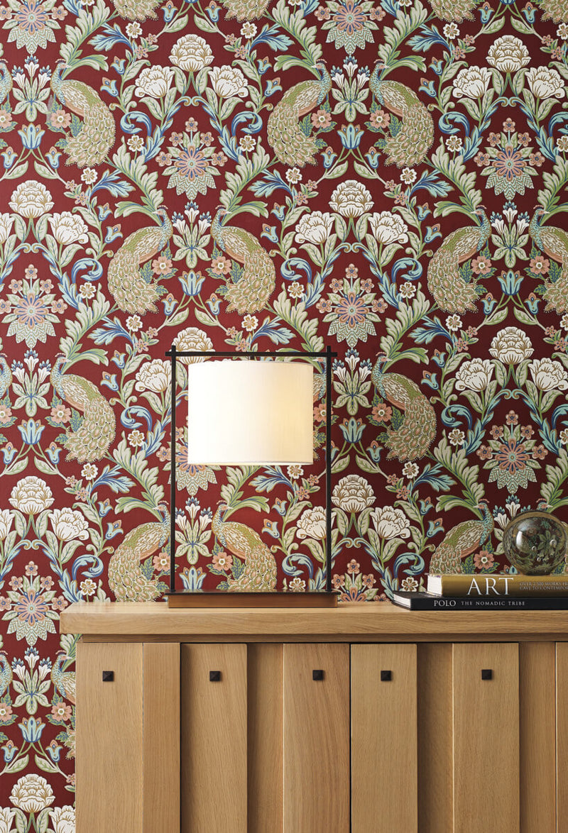 media image for Plume Dynasty Red Wallpaper from the Arts and Crafts Collection by Ronald Redding 271