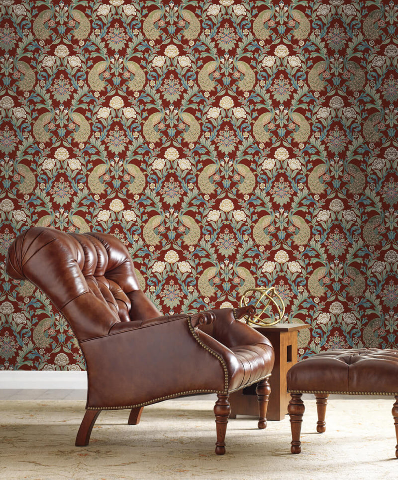 media image for Plume Dynasty Red Wallpaper from the Arts and Crafts Collection by Ronald Redding 214