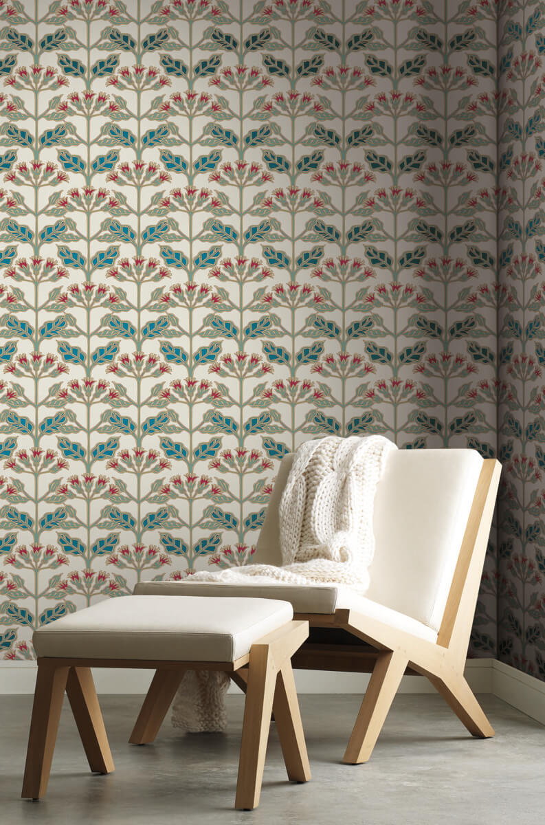 media image for Tracery Blooms Cream/Multi Wallpaper from the Arts and Crafts Collection by Ronald Redding 275