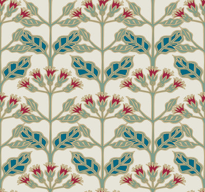 product image of Tracery Blooms Cream/Multi Wallpaper from the Arts and Crafts Collection by Ronald Redding 588