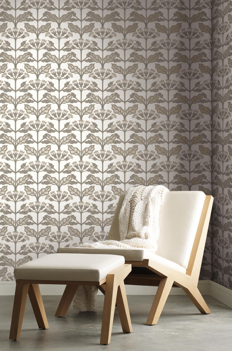 media image for Tracery Blooms White Wallpaper from the Arts and Crafts Collection by Ronald Redding 290
