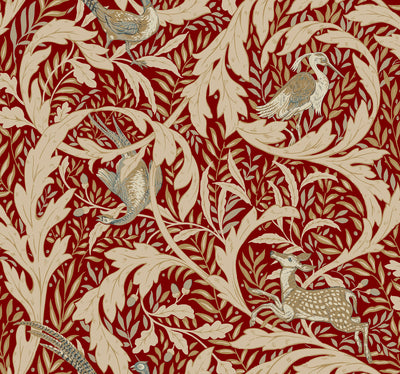 product image of Woodland Tapestry Red Wallpaper from the Arts and Crafts Collection by Ronald Redding 534