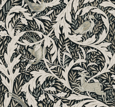 product image of Woodland Tapestry Black Wallpaper from the Arts and Crafts Collection by Ronald Redding 560