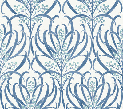 product image of Calluna White/Blue Wallpaper from the Arts and Crafts Collection by Ronald Redding 561