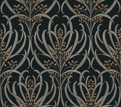 product image of Calluna Black/Gold Wallpaper from the Arts and Crafts Collection by Ronald Redding 529