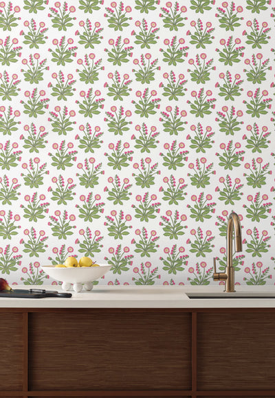 product image for Meadow Flowers White/Rose Wallpaper from the Arts and Crafts Collection by Ronald Redding 72