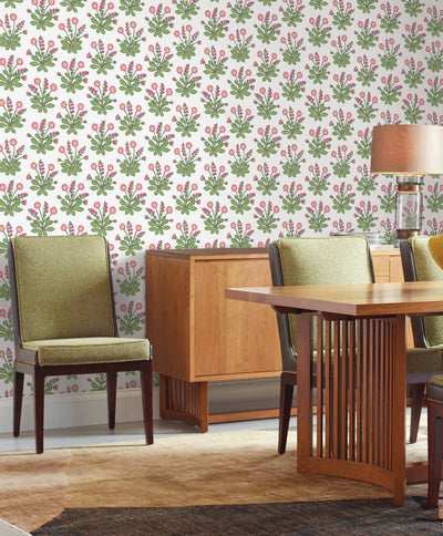 product image for Meadow Flowers White/Rose Wallpaper from the Arts and Crafts Collection by Ronald Redding 85