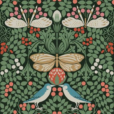 product image of Butterfly Garden Green Wallpaper from the Arts and Crafts Collection by Ronald Redding 544
