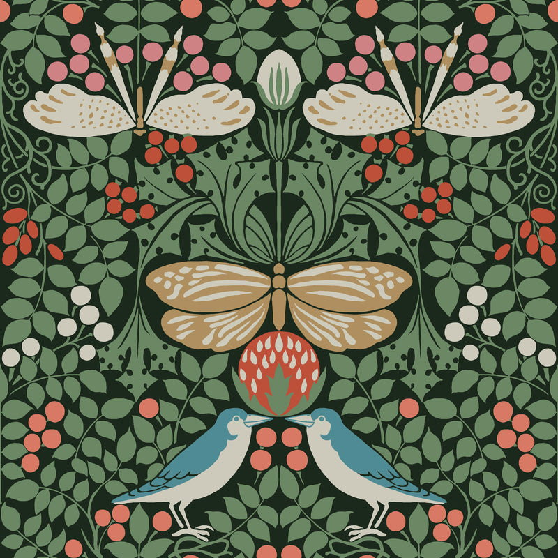 media image for Butterfly Garden Green Wallpaper from the Arts and Crafts Collection by Ronald Redding 251