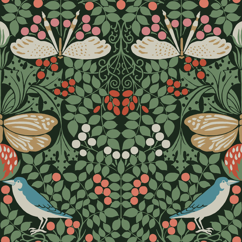 media image for Butterfly Garden Green Wallpaper from the Arts and Crafts Collection by Ronald Redding 293