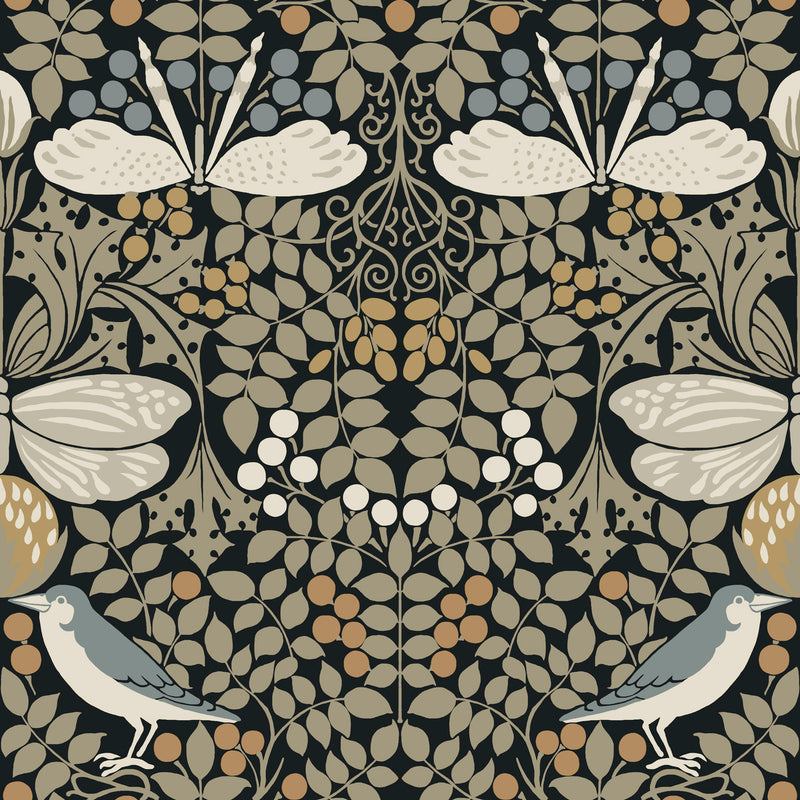 Shop Butterfly Garden Black Wallpaper from the Arts and Crafts ...