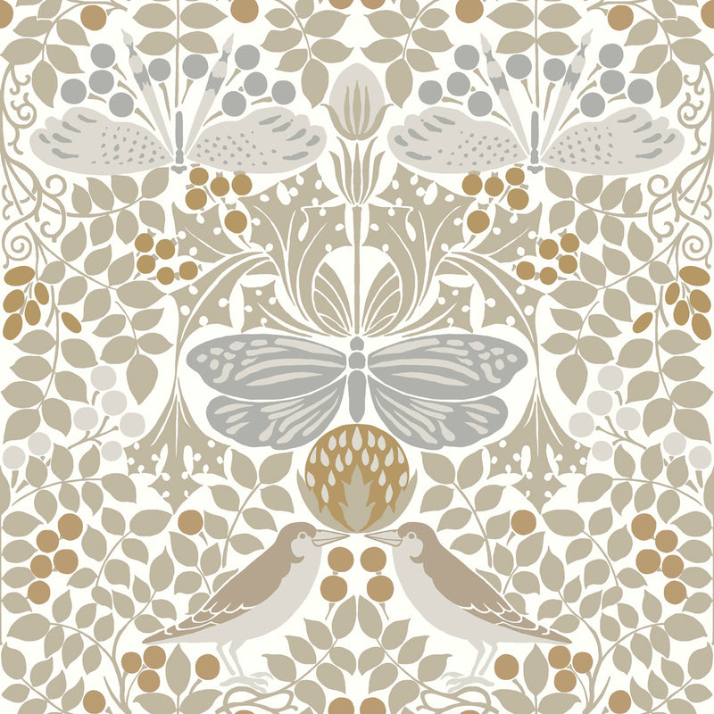 media image for Butterfly Garden White Wallpaper from the Arts and Crafts Collection by Ronald Redding 222