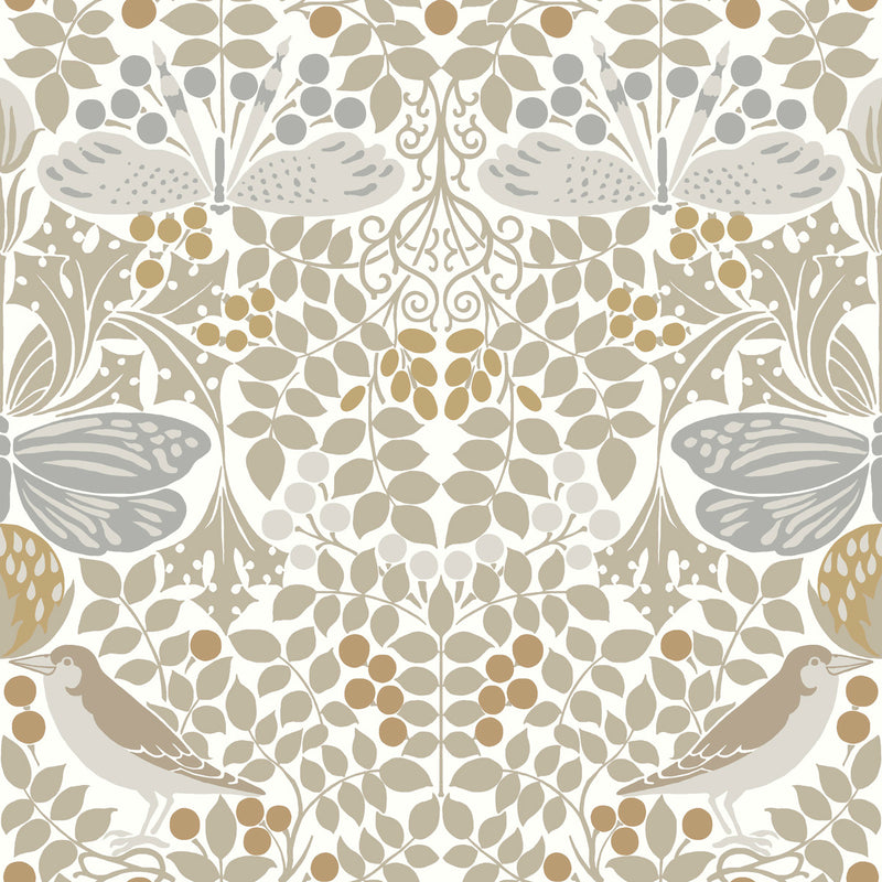 media image for Butterfly Garden White Wallpaper from the Arts and Crafts Collection by Ronald Redding 241