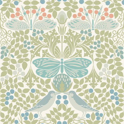 product image for Butterfly Garden Green/Blue Wallpaper from the Arts and Crafts Collection by Ronald Redding 70