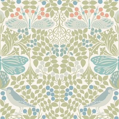 product image for Butterfly Garden Green/Blue Wallpaper from the Arts and Crafts Collection by Ronald Redding 12