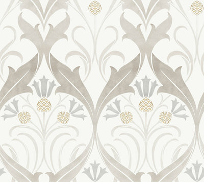 product image of Pine Cone Ribbon Neutral Wallpaper from the Arts and Crafts Collection by Ronald Redding 599