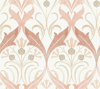 product image for Pine Cone Ribbon Blush Wallpaper from the Arts and Crafts Collection by Ronald Redding 5