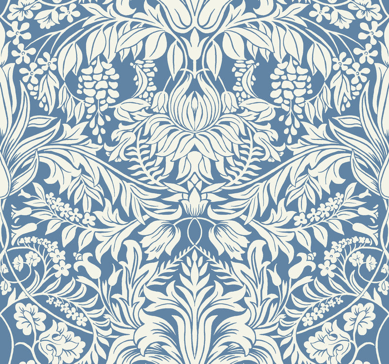 media image for Lockwood Damask Blue Wallpaper from the Arts and Crafts Collection by Ronald Redding 298