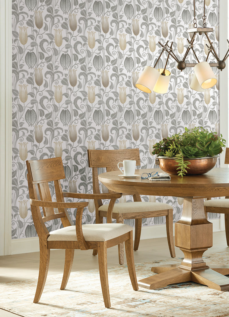 media image for Canterbury Bells Neutrals Wallpaper from the Arts and Crafts Collection by Ronald Redding 28