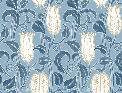 product image for Canterbury Bells Blues Wallpaper from the Arts and Crafts Collection by Ronald Redding 46