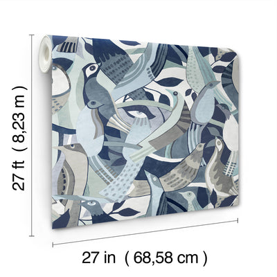 product image for Fauvist Flock Wallpaper in Blue 41