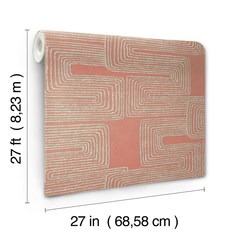 media image for Zulu Thread Wallpaper in Coral & Glint 291