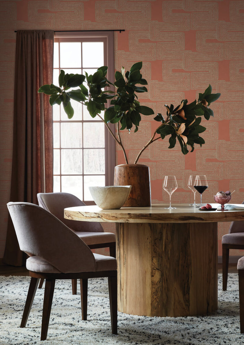 media image for Zulu Thread Wallpaper in Coral & Glint 213