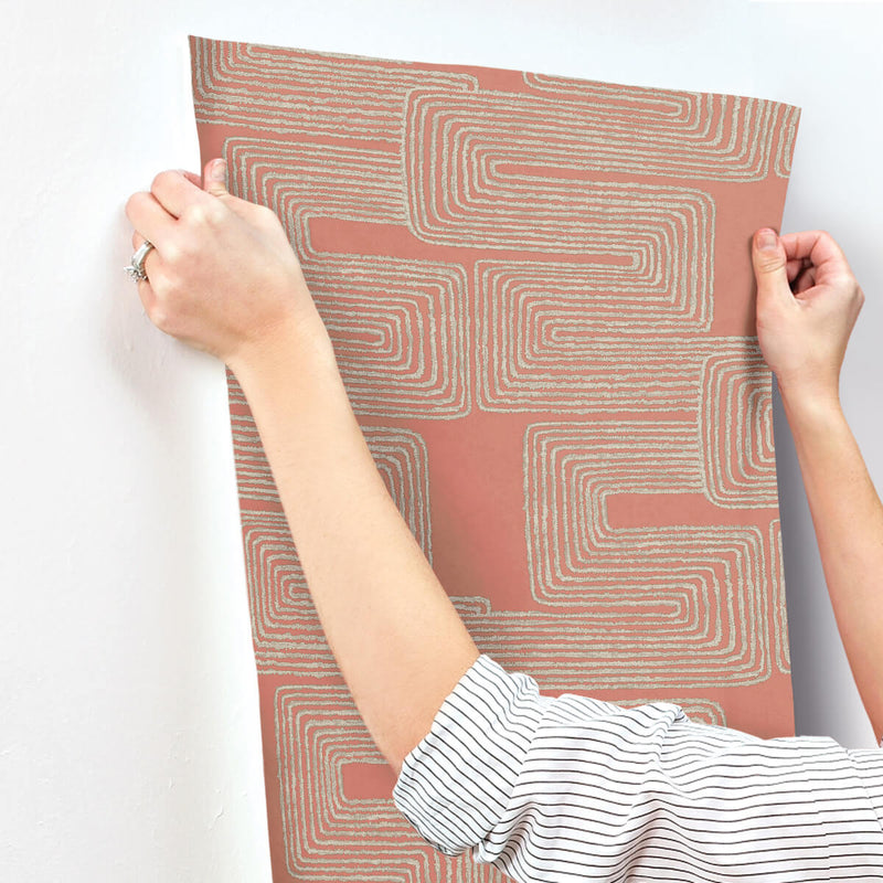 media image for Zulu Thread Wallpaper in Coral & Glint 213