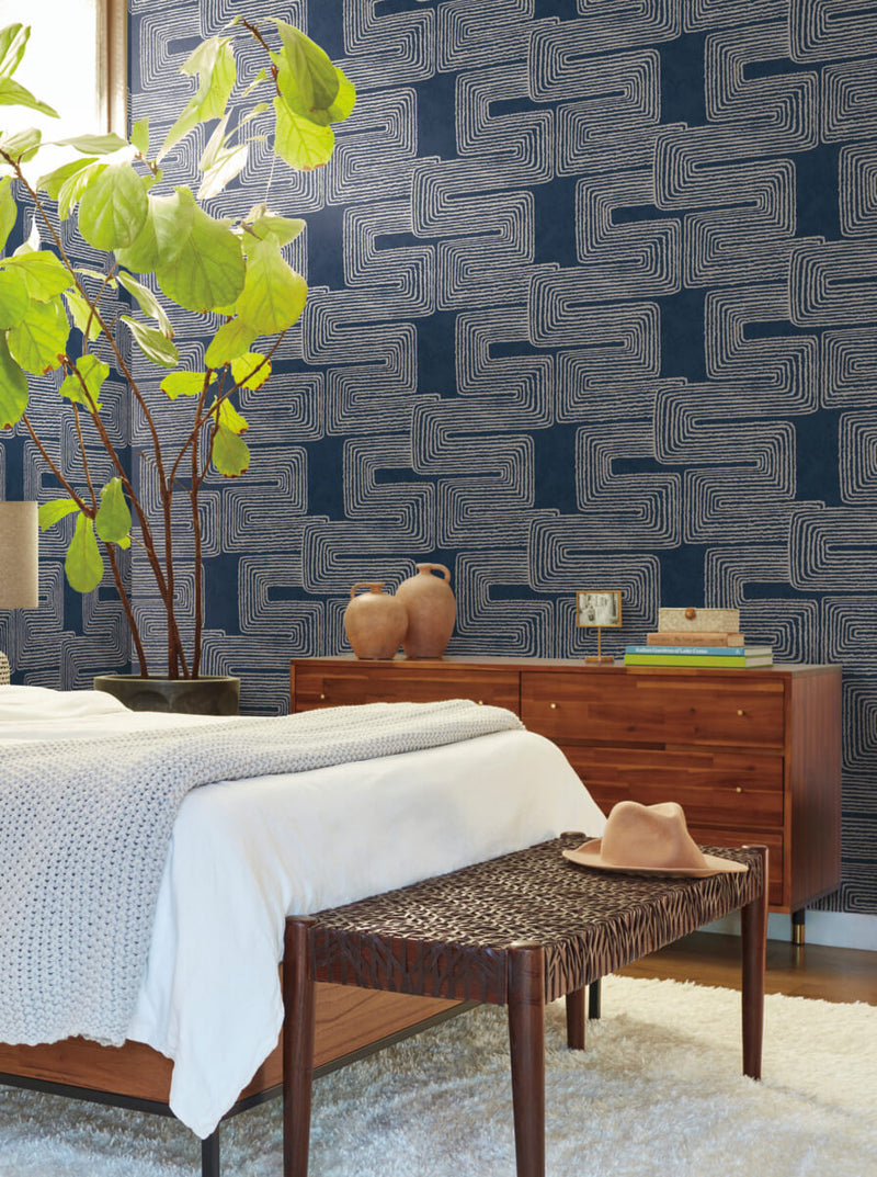 media image for Zulu Thread Wallpaper in Midnight & Silver 234