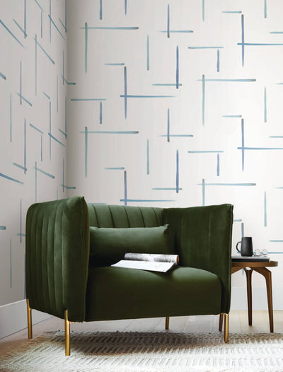 product image for Gilded Sumi-E Wallpaper in Blue & Glint 43