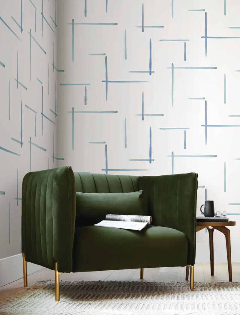 media image for Gilded Sumi-E Wallpaper in Blue & Glint 22