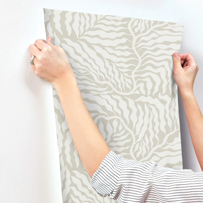 media image for Fern Fronds Wallpaper in Taupe & White 217