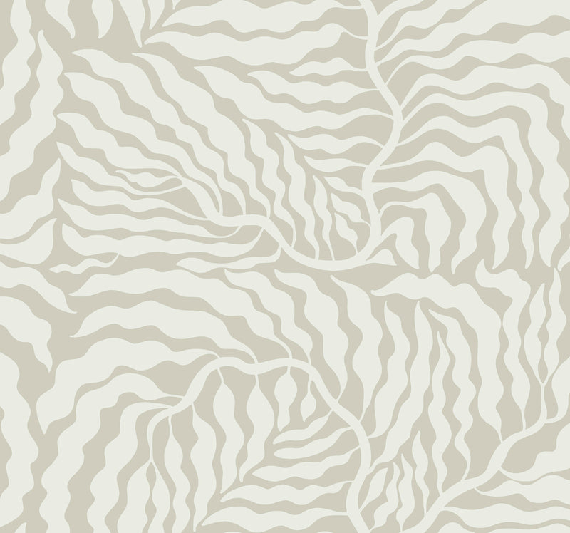 media image for Fern Fronds Wallpaper in Taupe & White 268