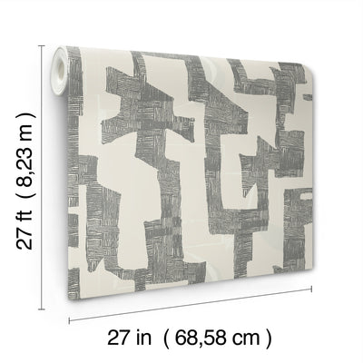 product image for Modern Tribal Wallpaper in Linen & Charcoal 73