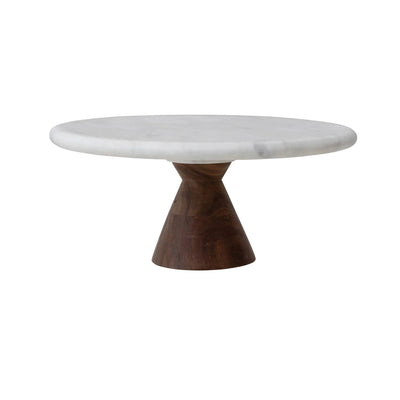 product image of marble pedestal w acacia wood base by bd edition ah2687 1 547