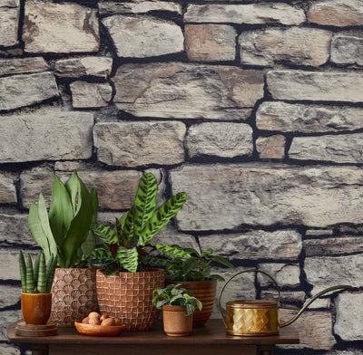 product image for Cornish Faux Stone Wallpaper in Natural by NextWall 62