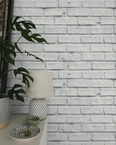 product image for Faux Brick Wallpaper in Off-White by NextWall 19