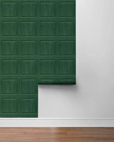 product image for Washed Faux Panel Wallpaper in Emerald Green by NextWall 14