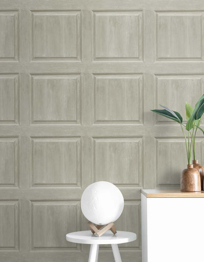 product image for Washed Faux Panel Wallpaper in Warm Pewter by NextWall 94