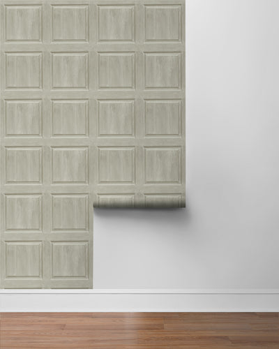 product image for Washed Faux Panel Wallpaper in Warm Pewter by NextWall 88