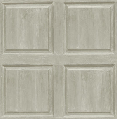 product image of Washed Faux Panel Wallpaper in Warm Pewter by NextWall 560