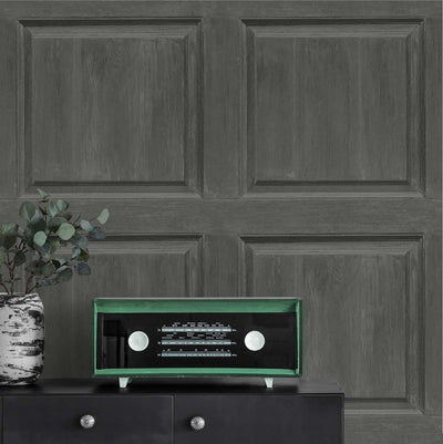 product image for Washed Faux Panel Wallpaper in Charcoal by NextWall 43