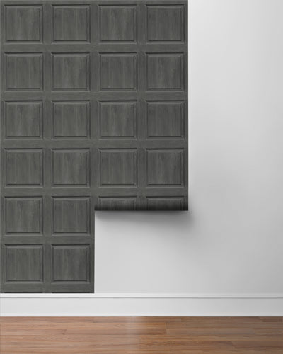 product image for Washed Faux Panel Wallpaper in Charcoal by NextWall 65